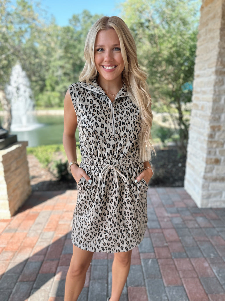 Leopard Half Zip Dress