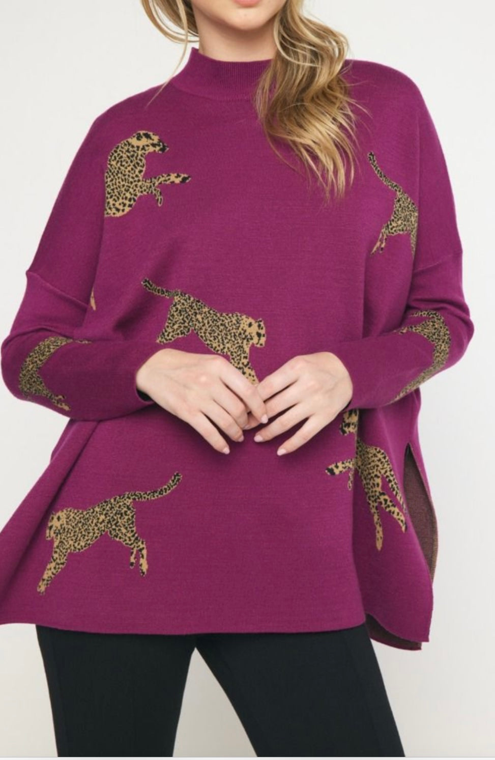 Purple leopard sweater best sale