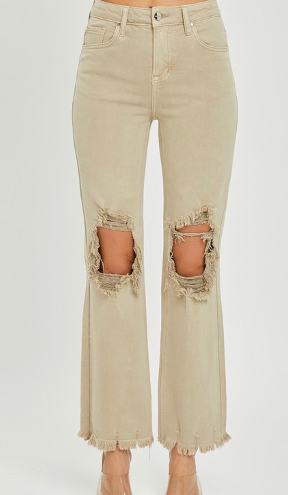 Beige Crop Jeans