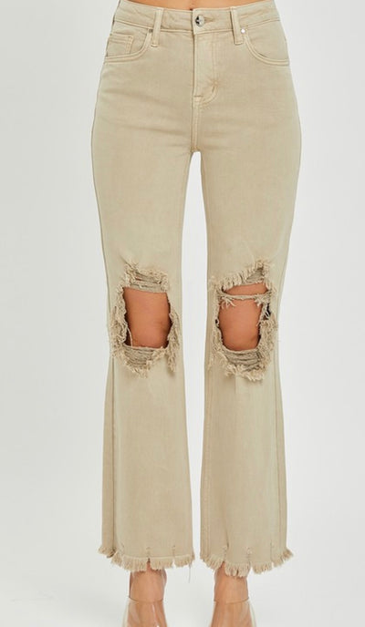 Beige Crop Jeans