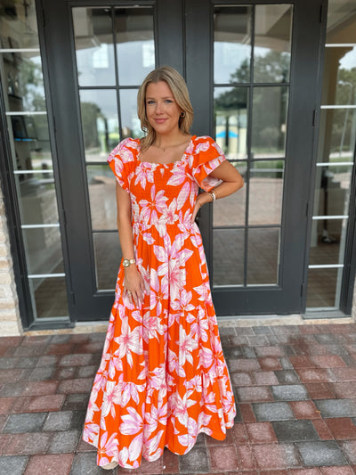 Orange Floral Maxi Dress