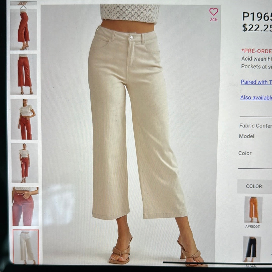 Beige Wide Leg Pants