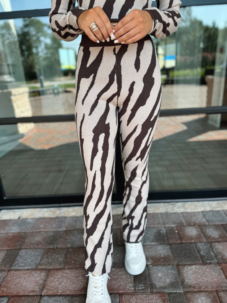 Brown Zebra Print Pants