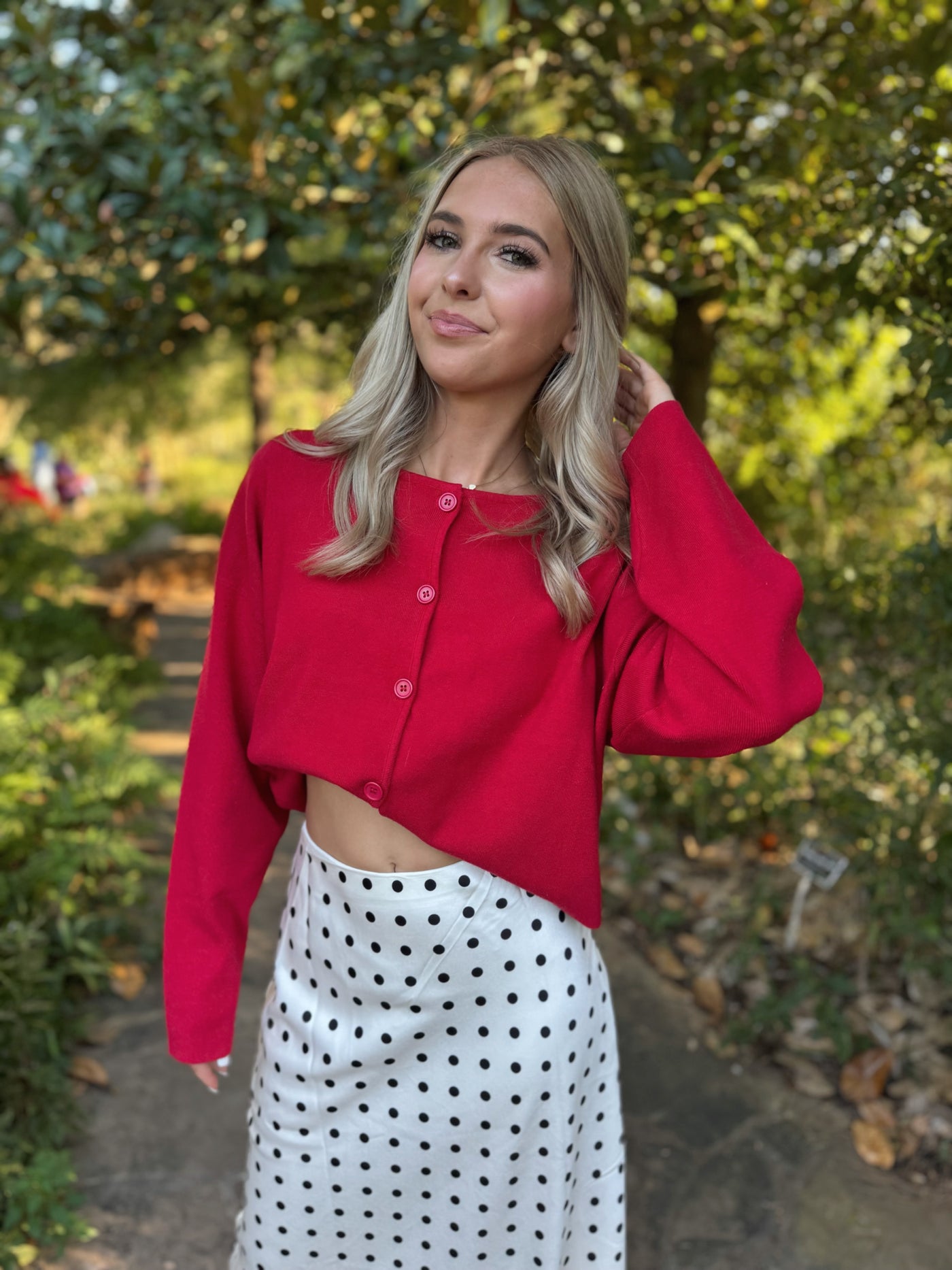 Red Button Down Cardigan