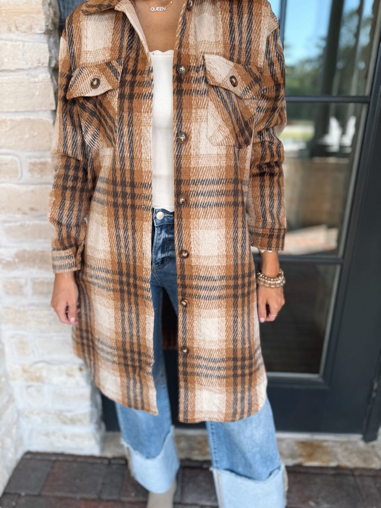 Brown Plaid Long Flannel