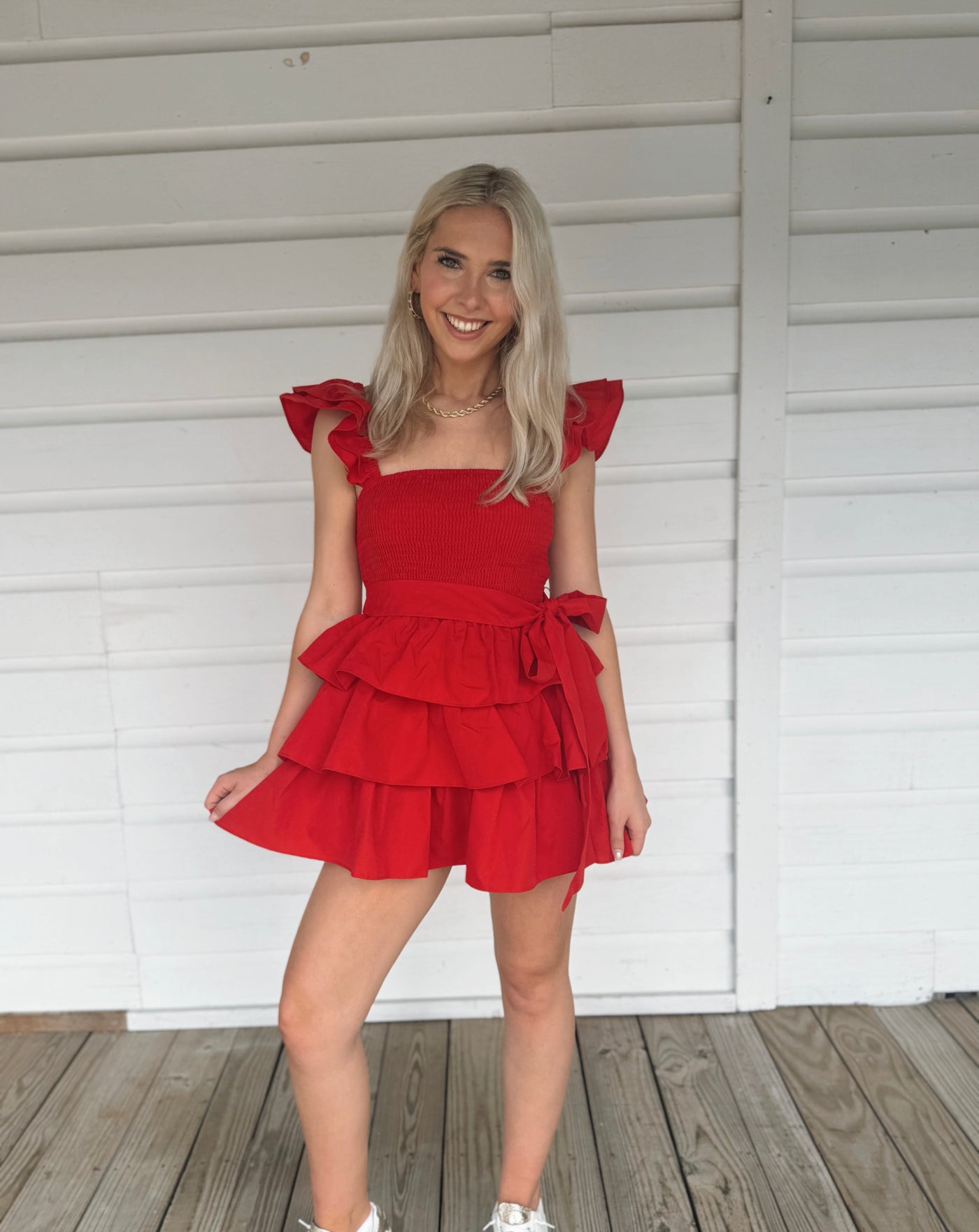 Red Ruffle Tier Romper