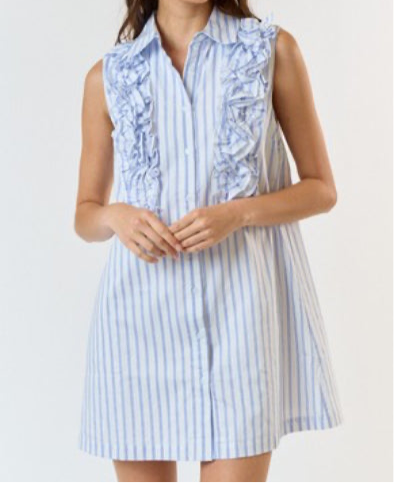 Sky Blue and White Stripe Dress