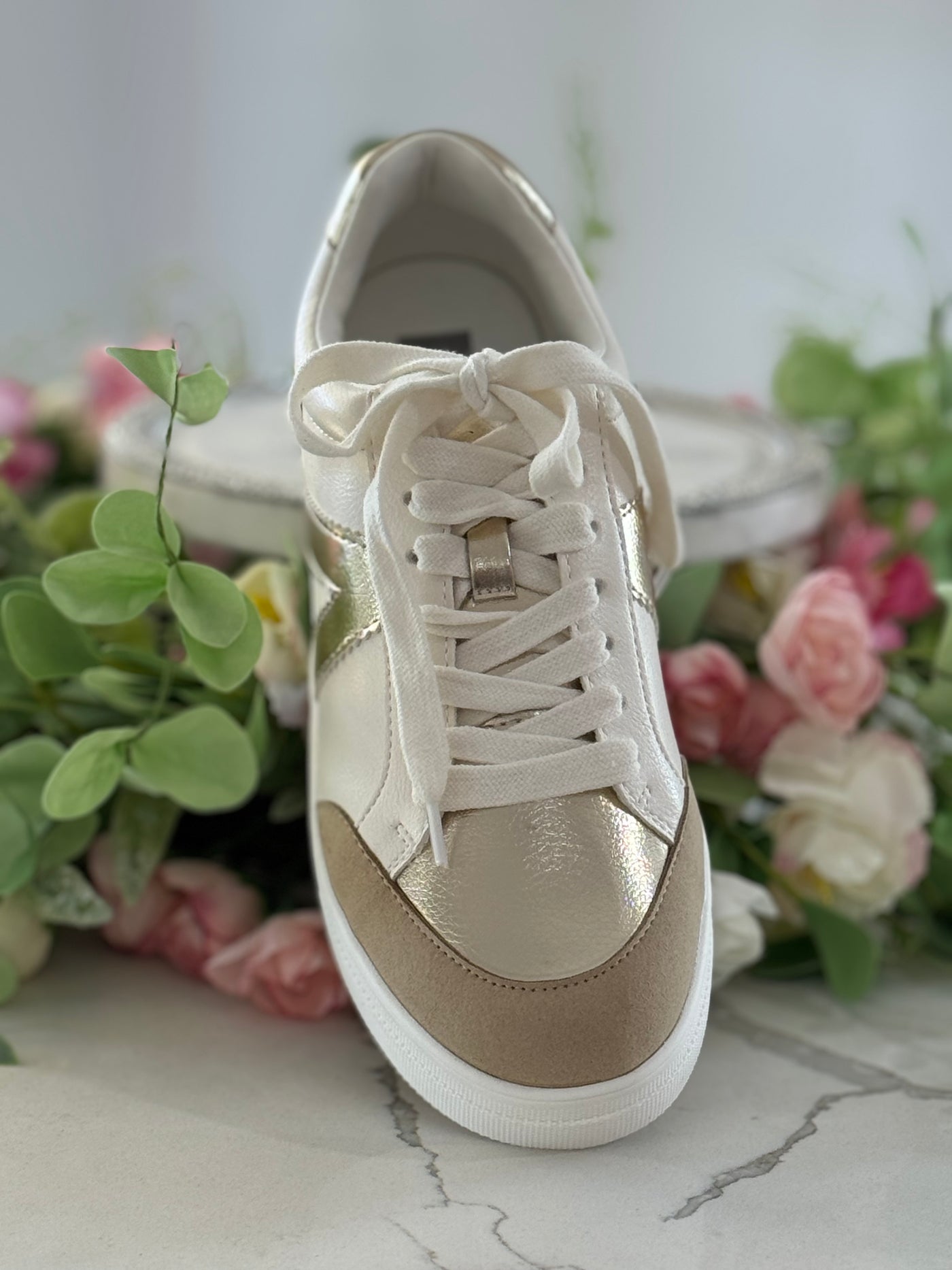 Gold and White platform sneakers