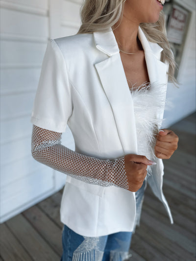 White Rhinestone Blazer