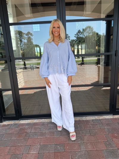 Blue Eyelet Top