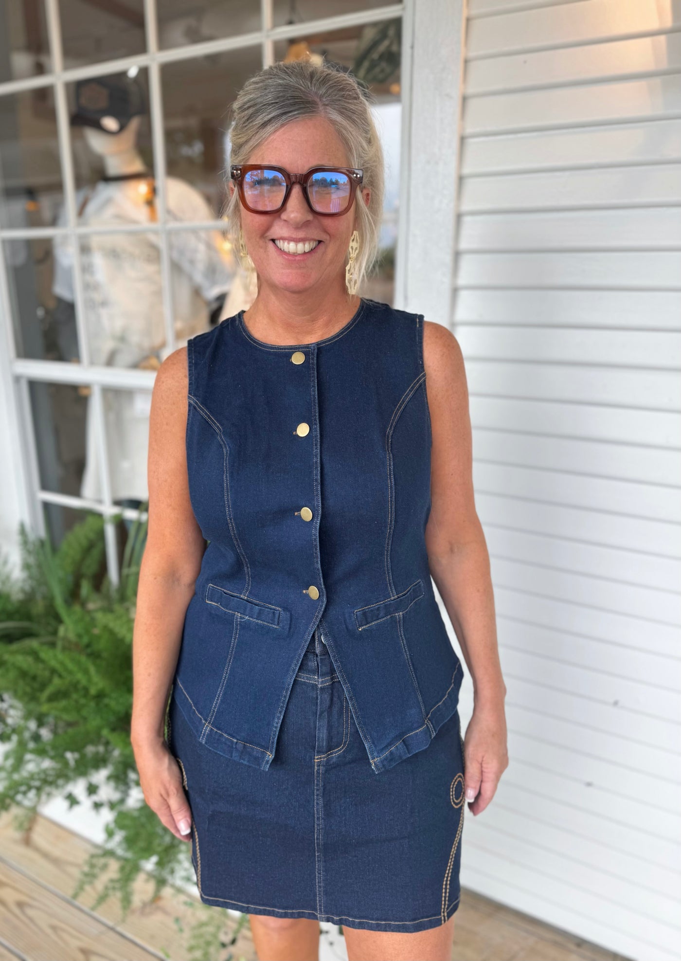 Dark Denim Blazer Vest