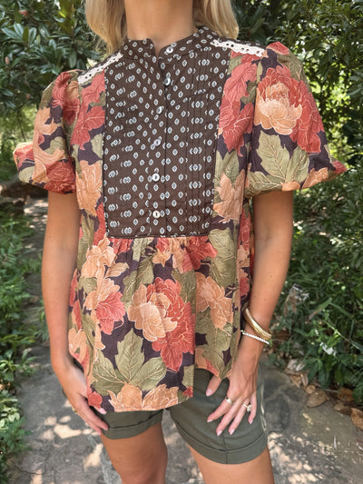 Brown Floral Top