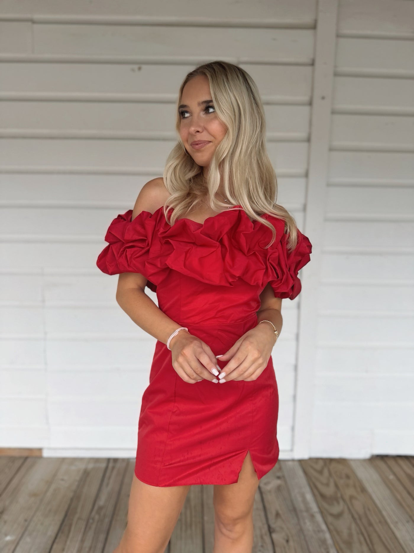 Red Ruffle Tube Dress