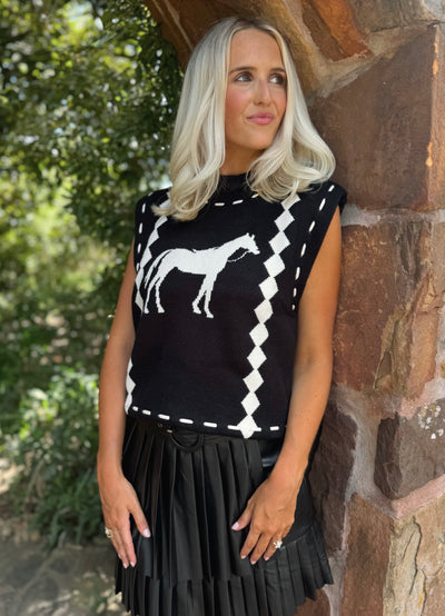 Black horse sweater