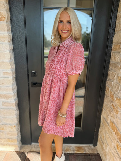 Pink Leopard Print Dress