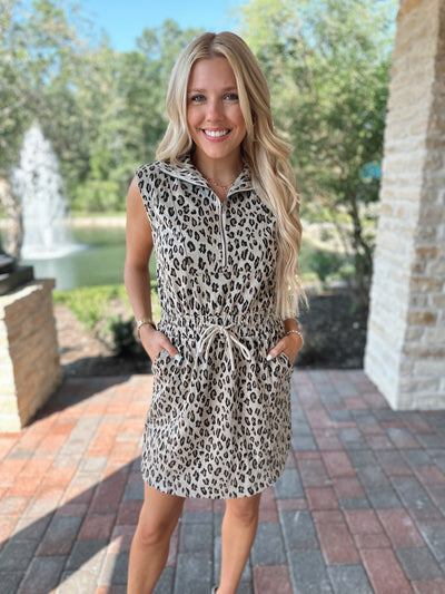 Leopard Half Zip Dress