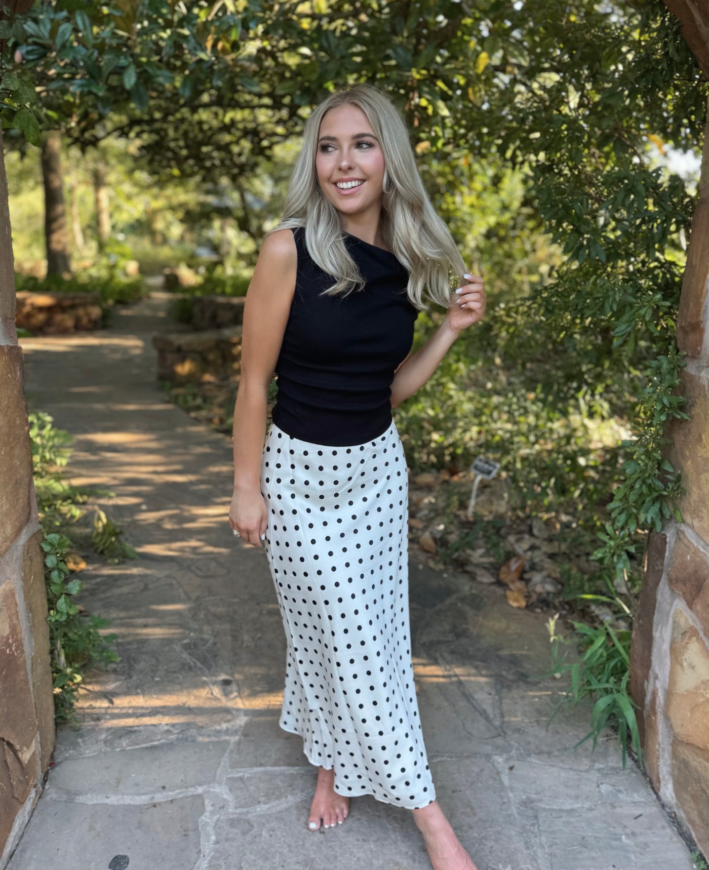 Black & White Polka Dot Maxi Skirt