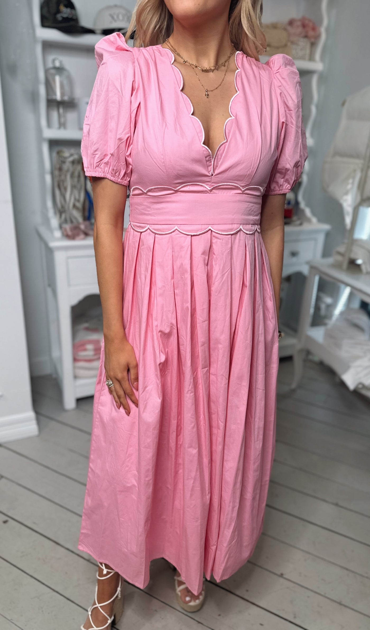 Pink Scallop Maxi Dress