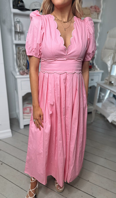 Pink Scallop Maxi Dress