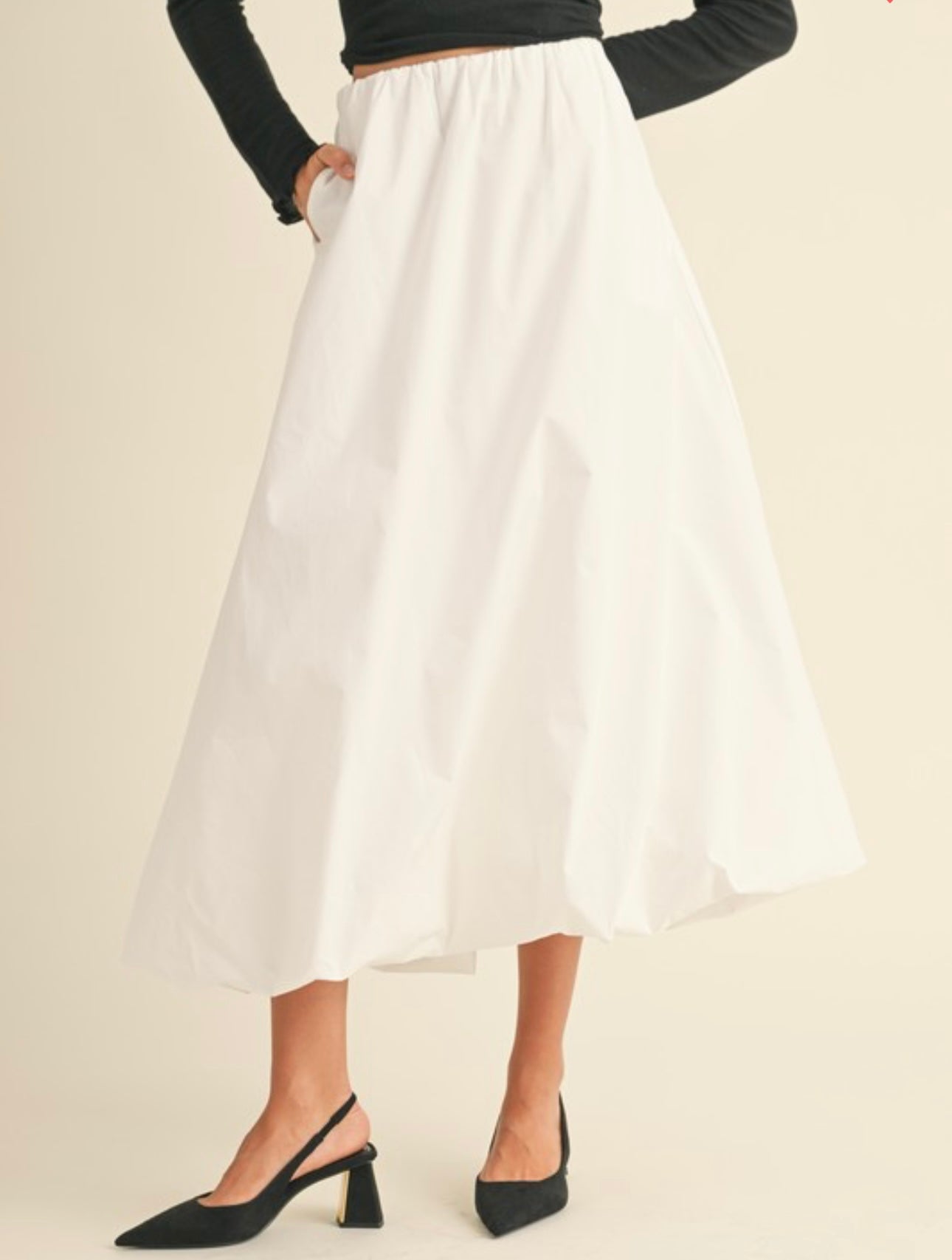 White Long Bubble Skirt