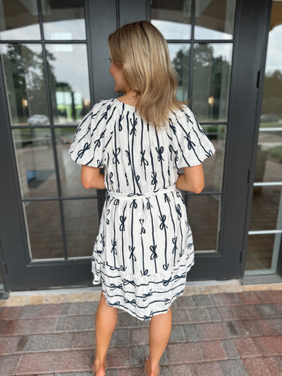 Navy Blue & White Bow Dress