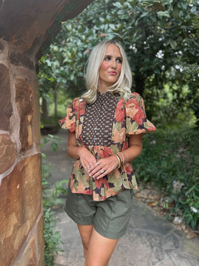 Olive Green Cuff Shorts