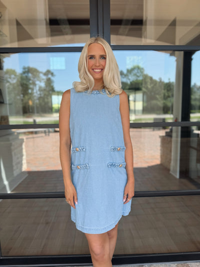Denim Braided Pocket Dress