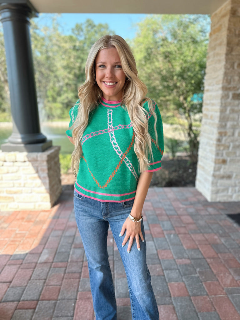 Green Knit Chain Top