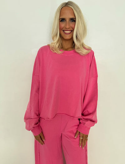 Hot Pink Cropped Long Sleeve