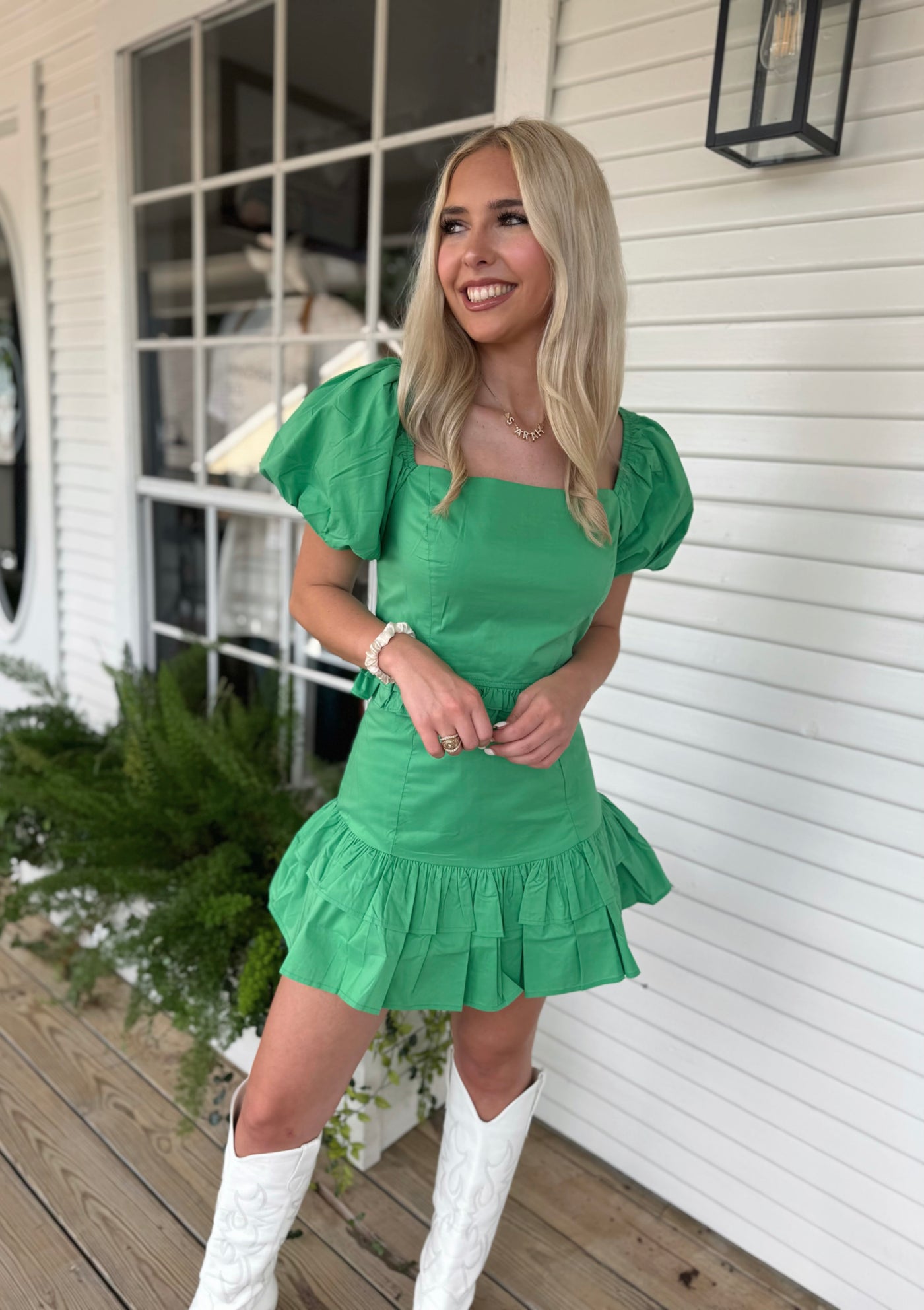 Green Ruffle Skirt Set