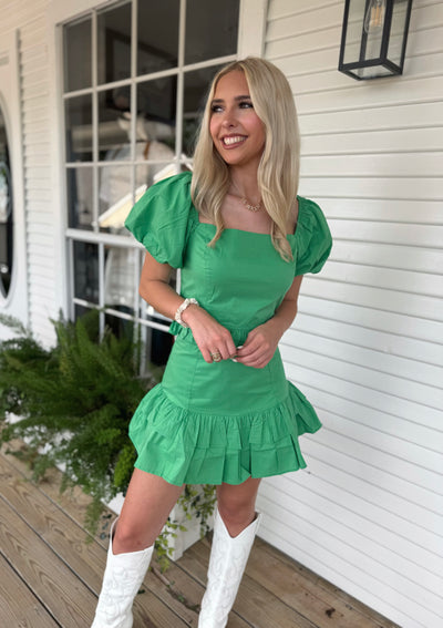Green Ruffle Skirt Set