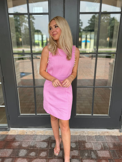 Pink Pearl Trim Dress