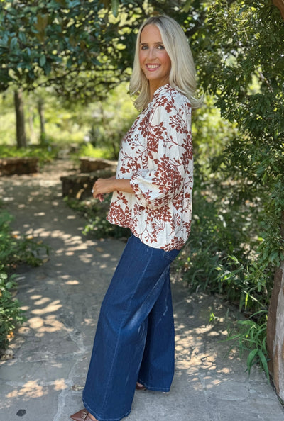 Floral brown top