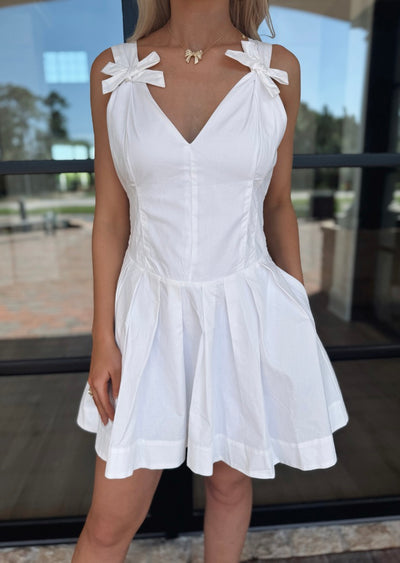 White Dress with Bow Straps