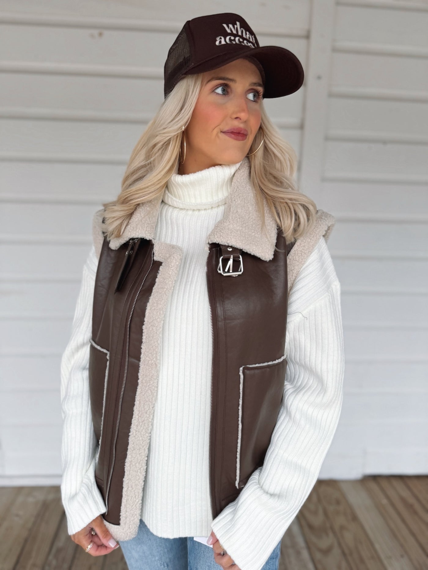 Shearling Faux Leather Vest