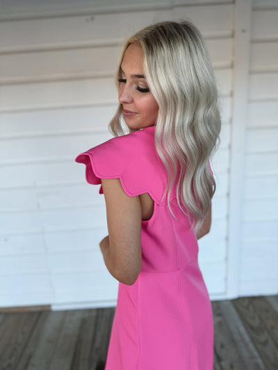 Pink Scallop Collar Dress
