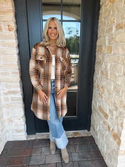 Brown Plaid Long Flannel