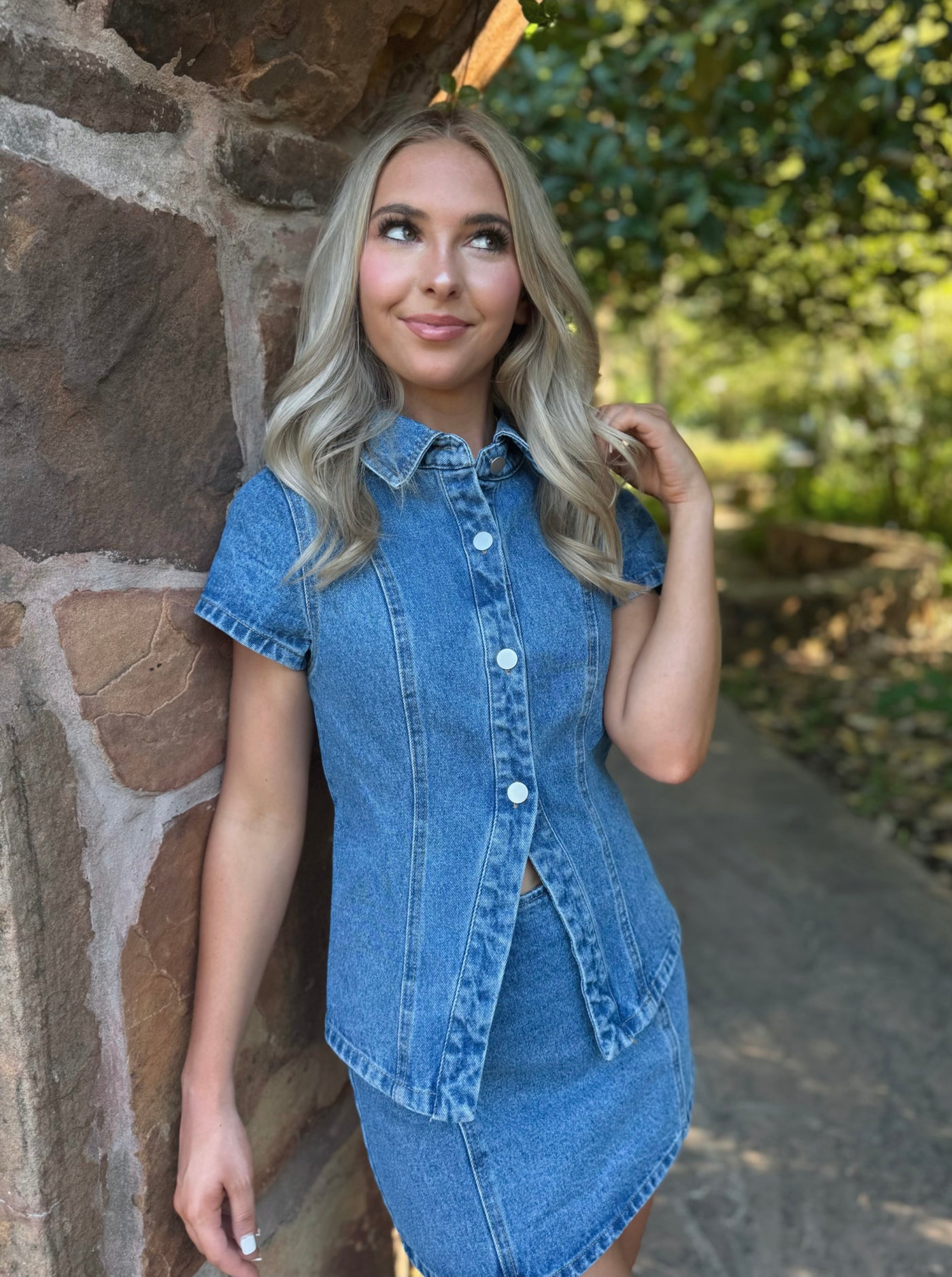 Denim Mini Skirt & Top Set