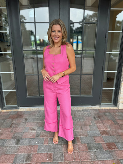 Pink High Waisted Wide Leg Pants