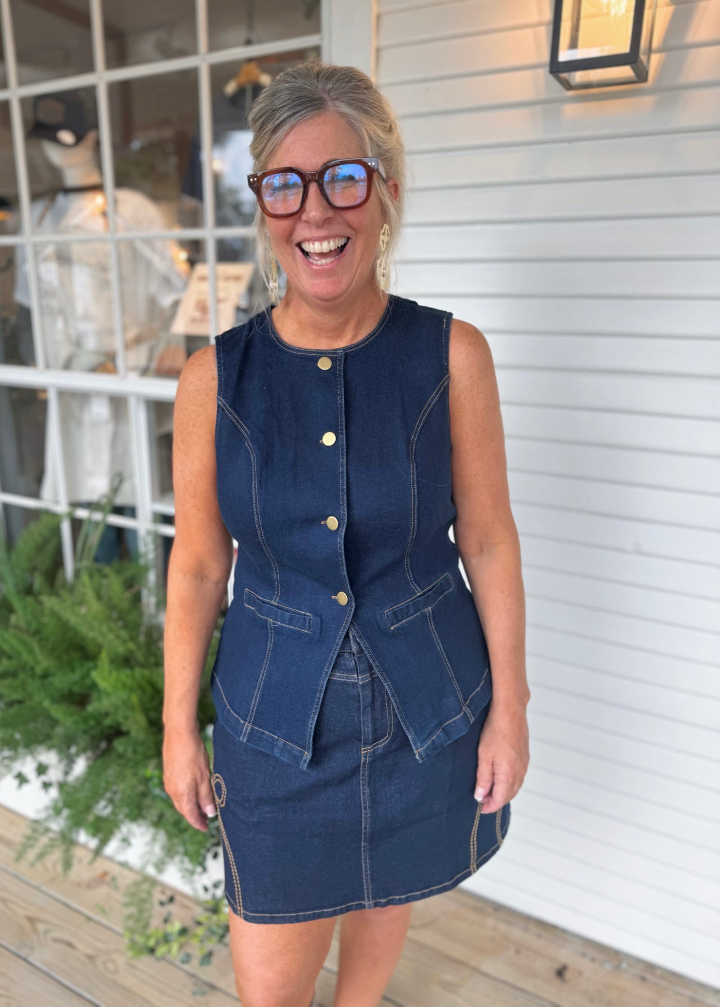 Dark Denim Blazer Vest