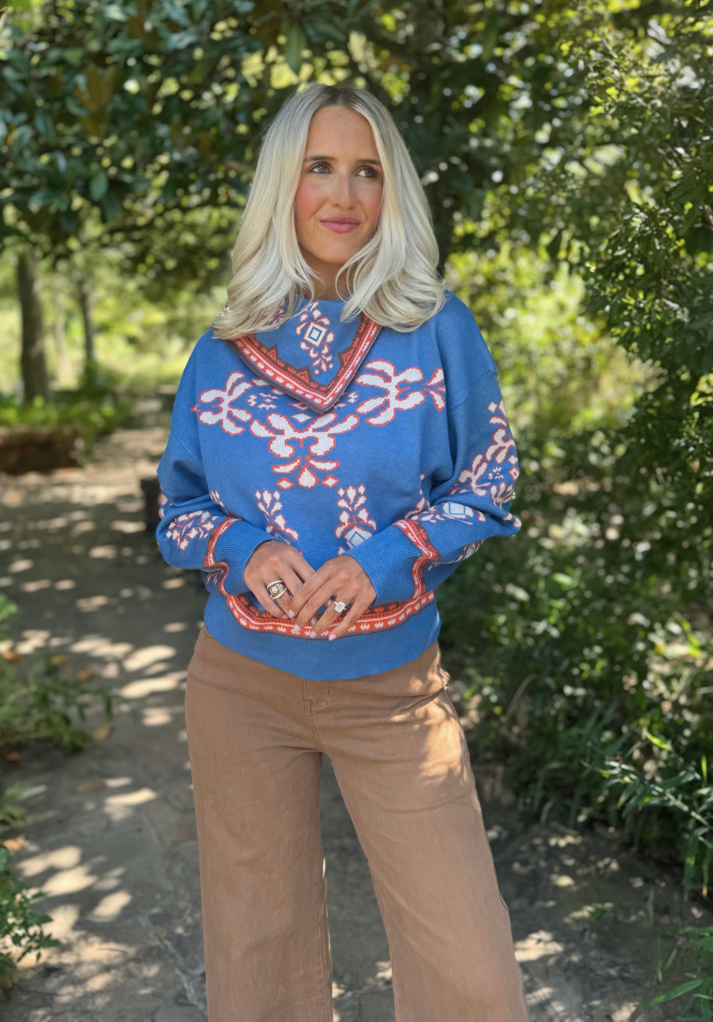 Blue High Neck Sweater