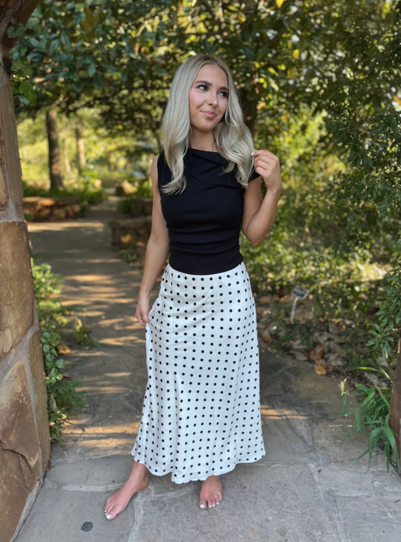 Black & White Polka Dot Maxi Skirt