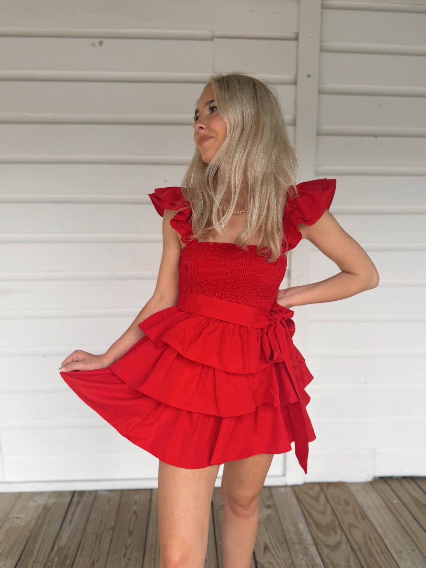 Red Ruffle Tier Romper