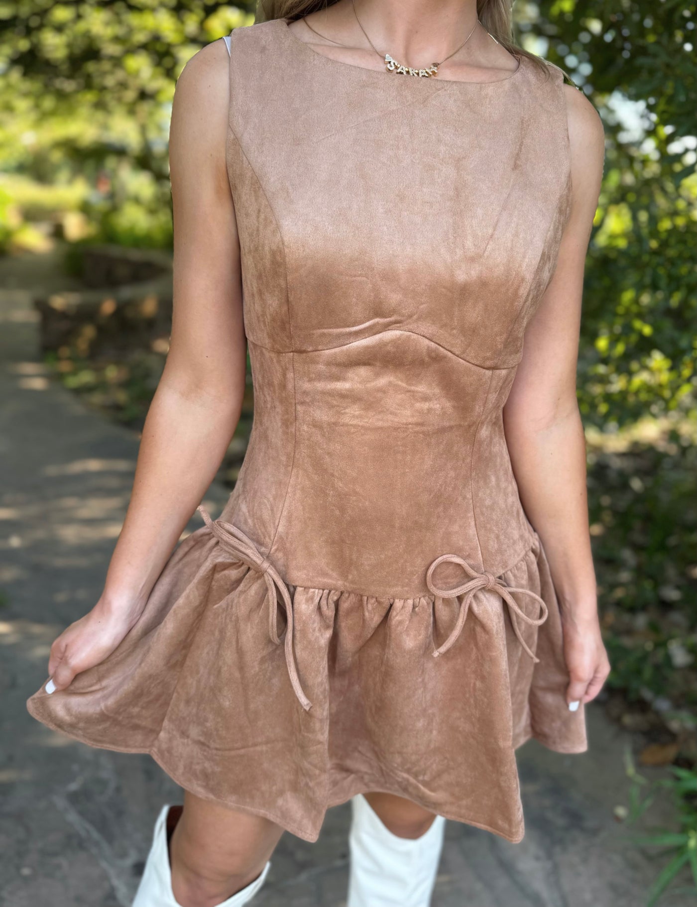 Suede Drop Waist Dress