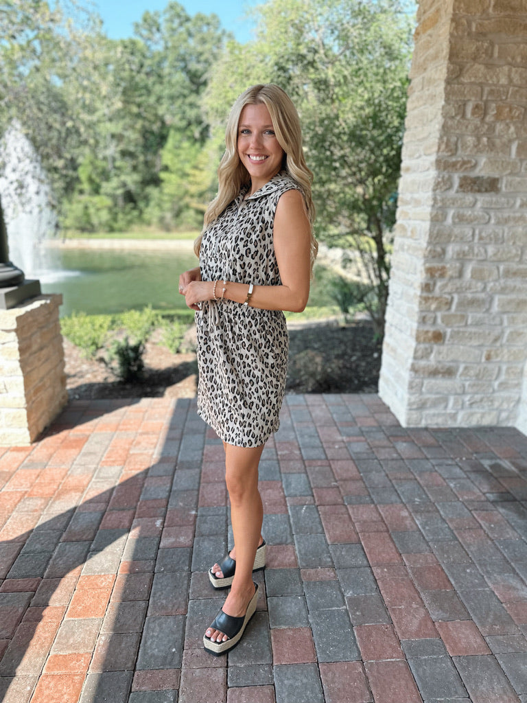 Leopard Half Zip Dress