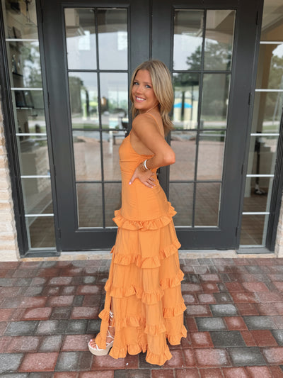 Orange Twist Knot Maxi Dress