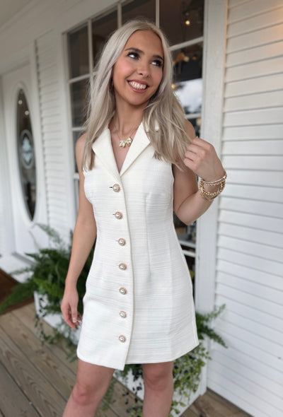 Sleeveless Tweed Mini Dress