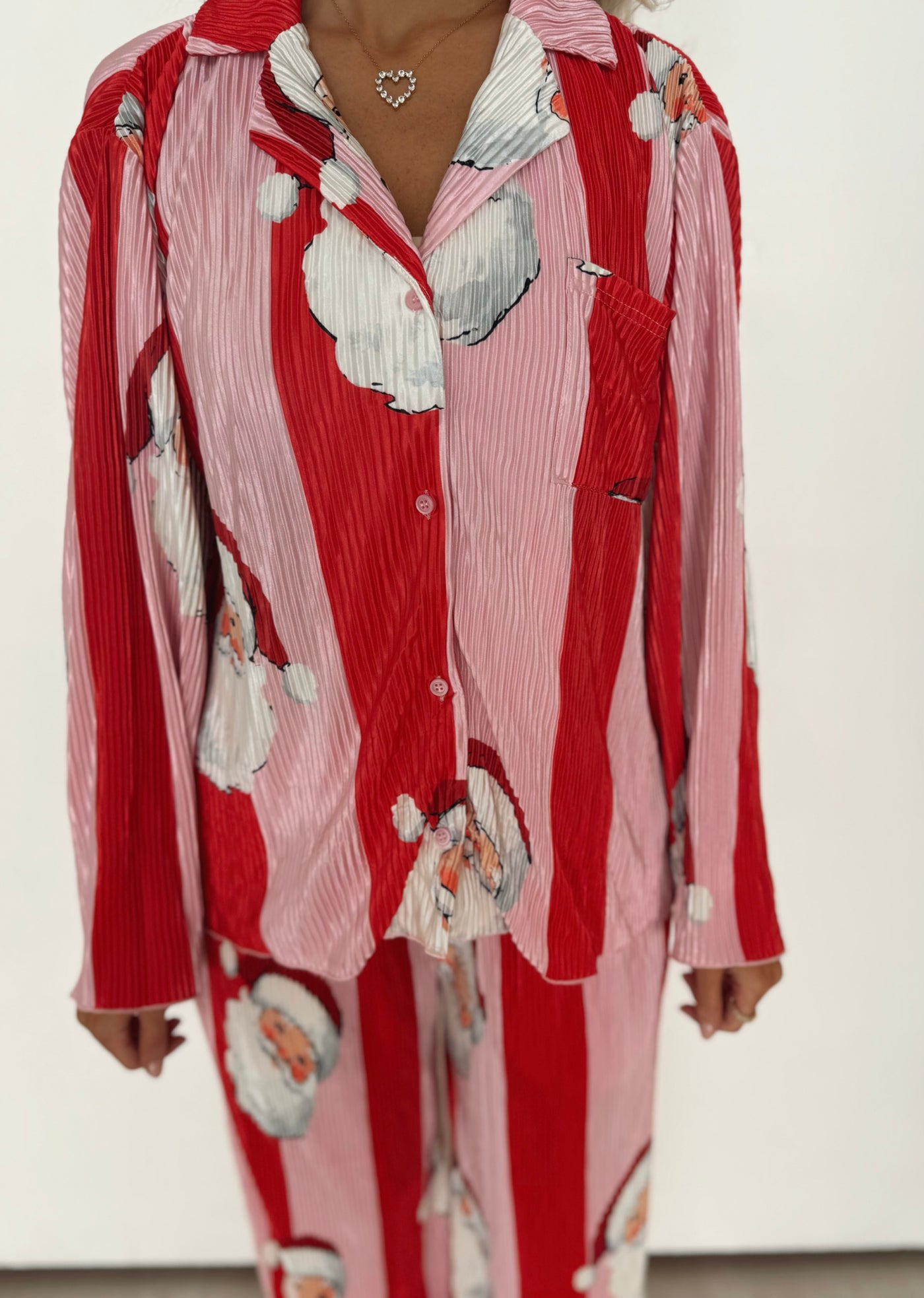 Pink & Red Striped Santa Pajamas