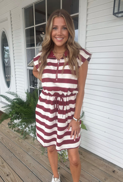 Burgundy striped romper