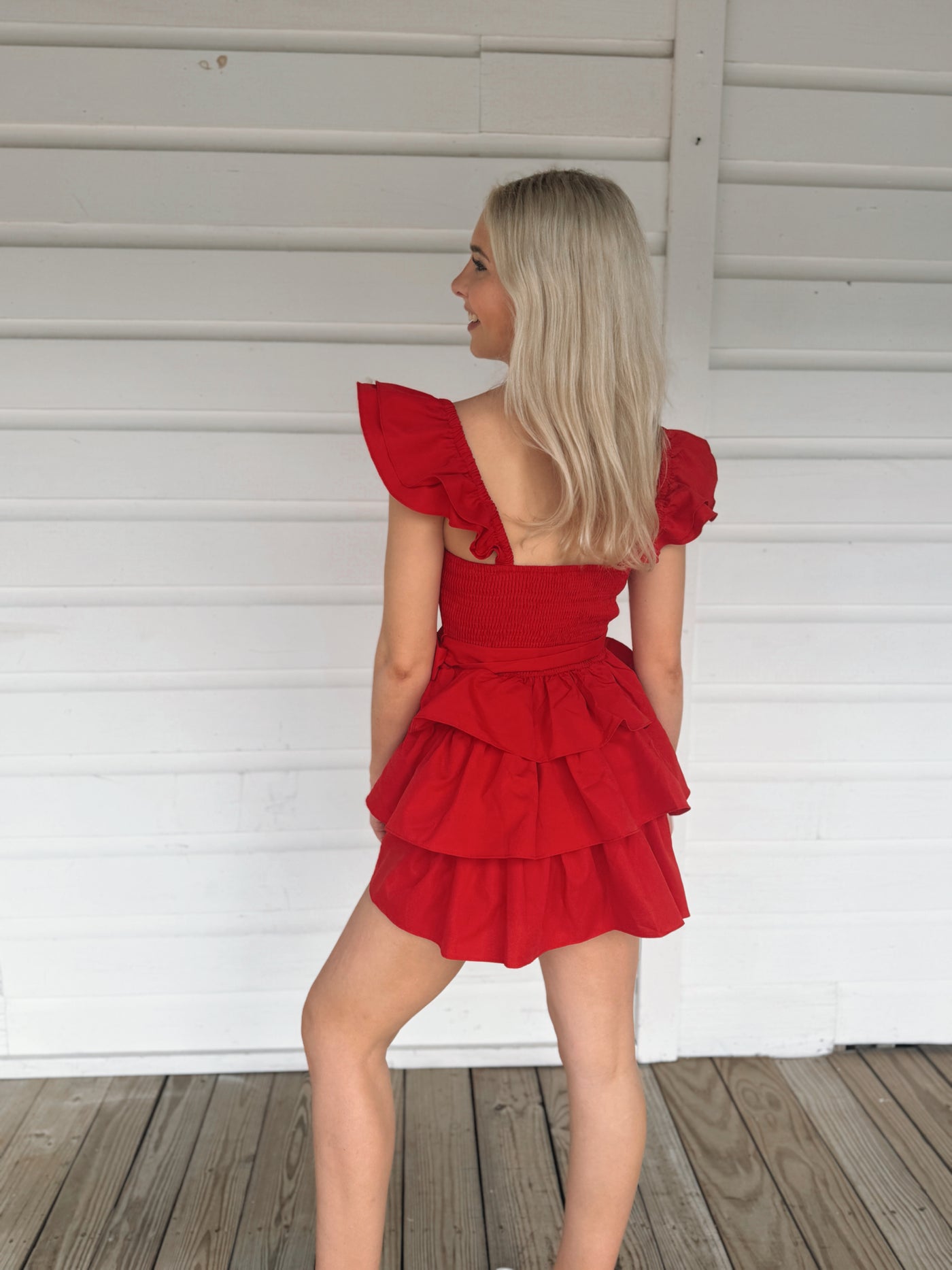 Red Ruffle Tier Romper